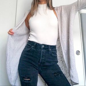 light grey/white cardigan